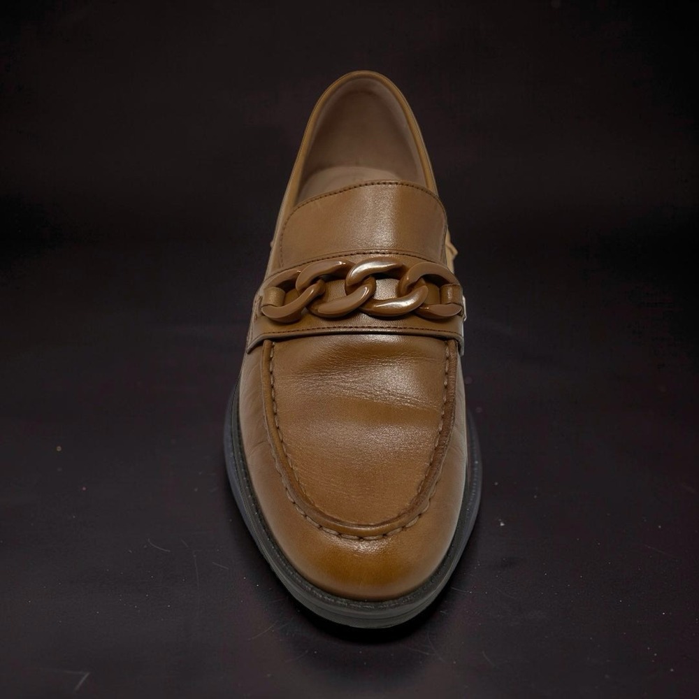 Cole Haan Women's Stassi Chain Loafer Pecan Brown Leather Slip On Flats Size 6B - Picture 3 of 13